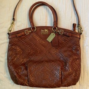 Coach Brown Leather Criss Cross Madison Satchel
